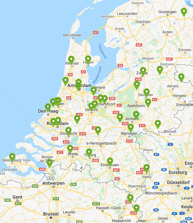 Overzichtskaart met wijnwinkels